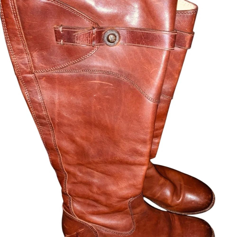FRYE Boots Brown Zipper Broken on one boot but still can be zipped - Picture 2 of 10